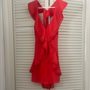 DO+BE Red Ruffled Cut Out Babydoll Dress